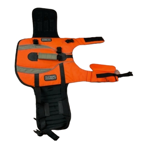 Outward Hound Dog Life Jacket; Adjustable with Grab Handle; Orange & Grey; XS - Picture 3 of 6